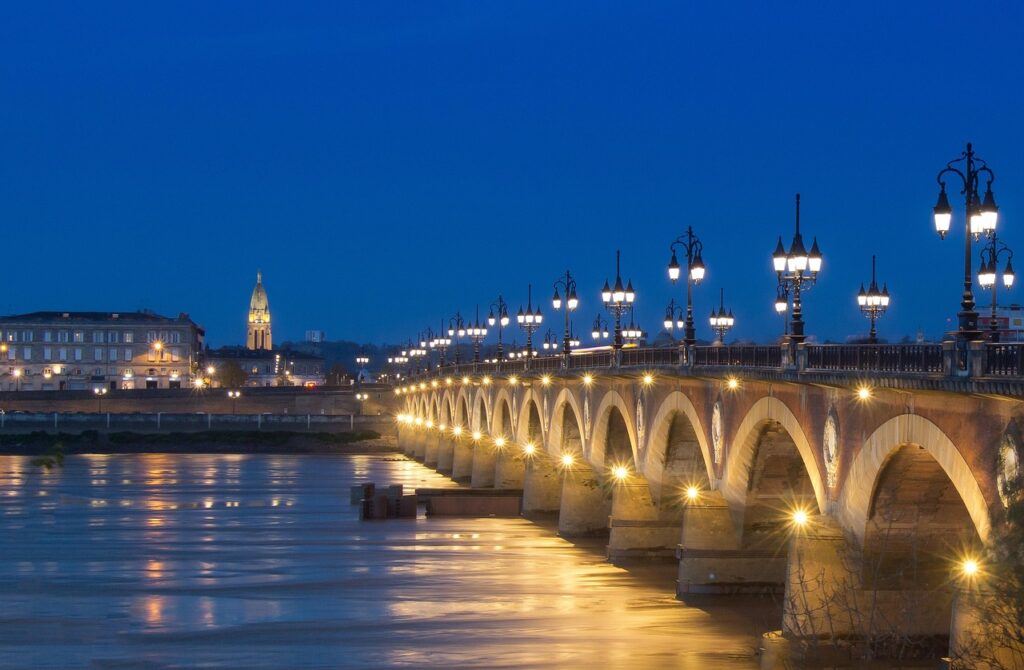 bridge, stone bridge, bordeaux, coat of arms, napoleon, france, vacations, blue hour, evening atmosphere, bridge, bridge, bridge, bridge, bridge, bordeaux, bordeaux, bordeaux