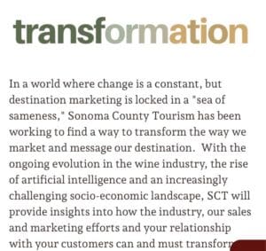 Sonoma County Tourism Board, Transformation